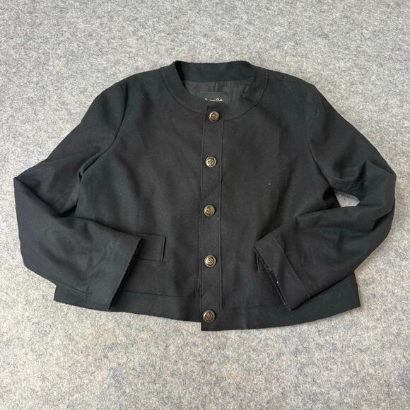 Mossimo Dutti Italy Designer Womens Black Cropped Blazer Jacket Buttons Size 12 - Picture 1 of 8
